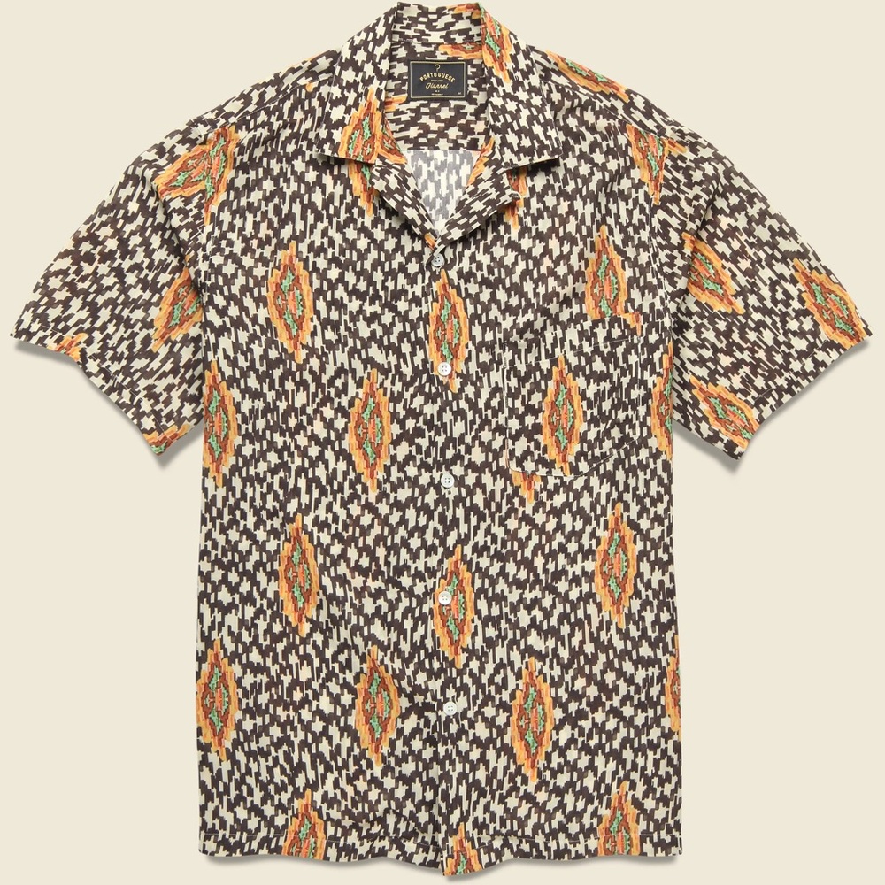Portuguese Flannel 100% Viscose Origem Short Sleeve Button Down Camp Shirt